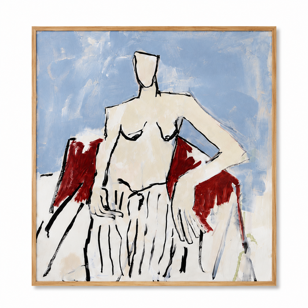 Seated with Blue Background (Canvas)