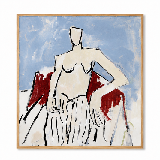 Seated with Blue Background (Canvas)