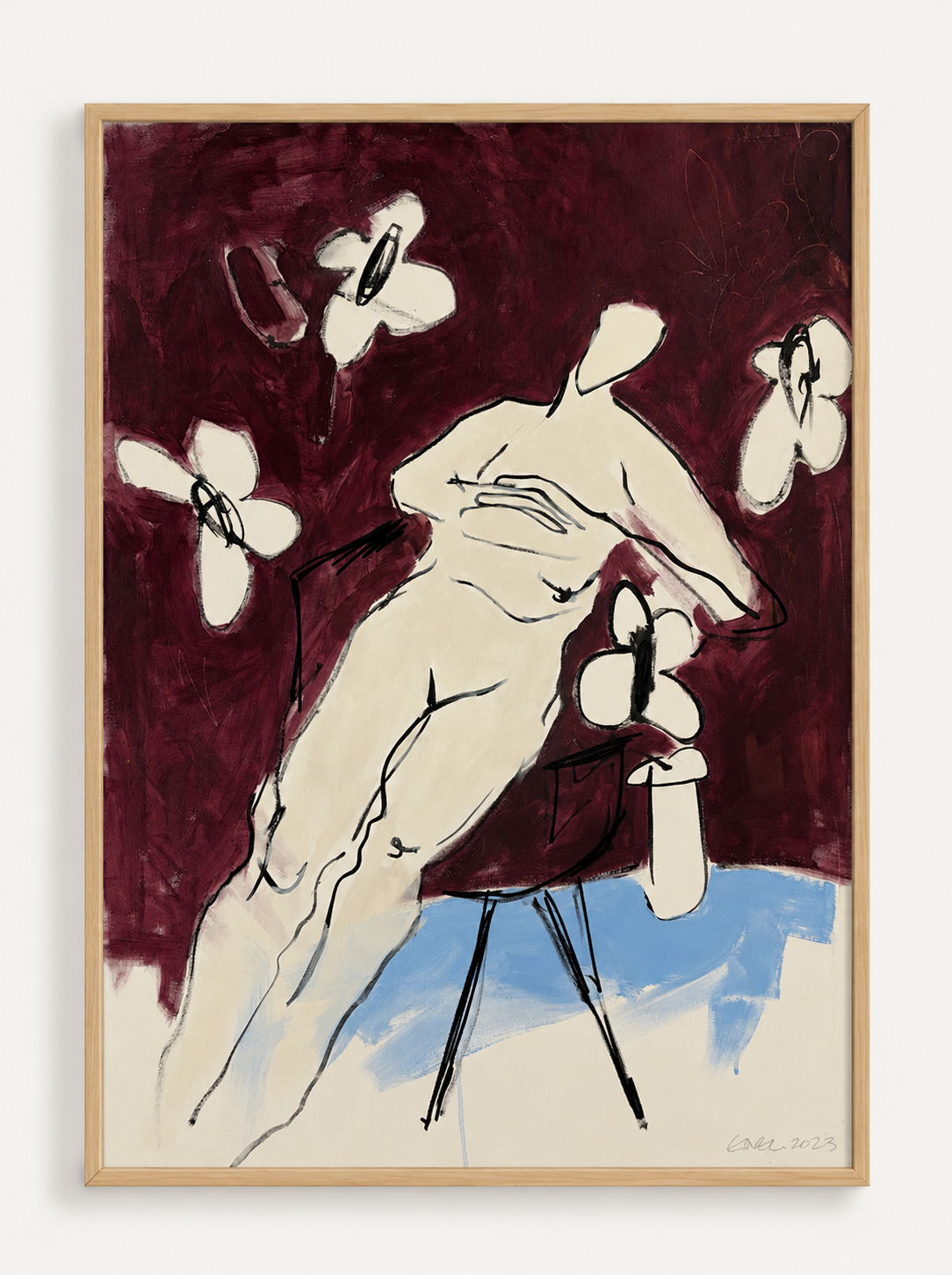 Reclining Nude with Maroon (Canvas)