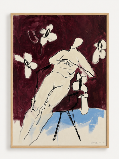 Reclining Nude with Maroon (Canvas)