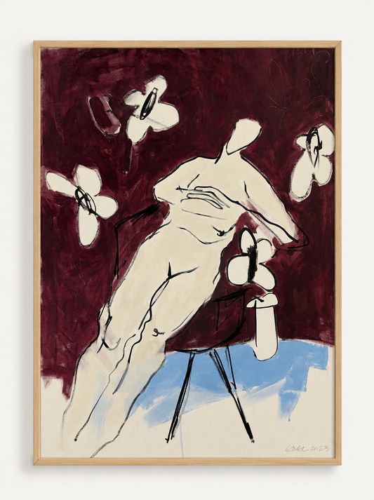 Reclining Nude with Maroon (Canvas)