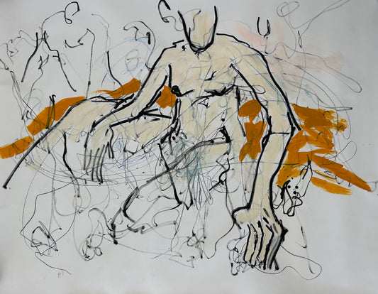 Nude with Black Lines