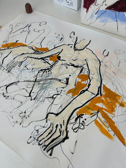 Nude with Black Lines