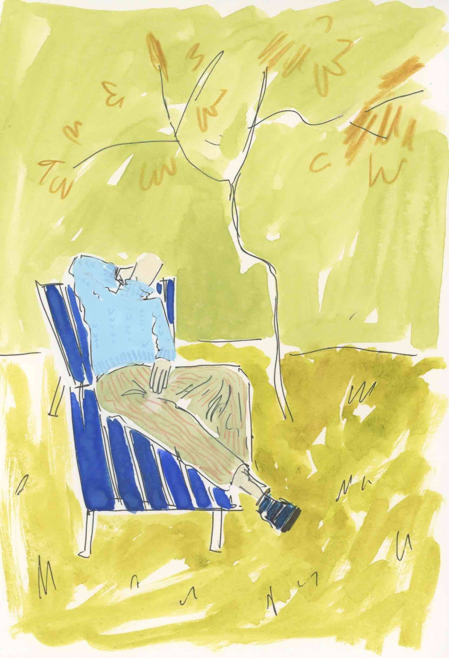 Guy on Blue Lounge Chair